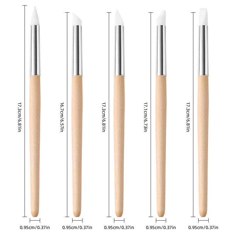 Multi-Functional Silicone Nail Art Pen for Carving, Smudging, and Pressing Powder