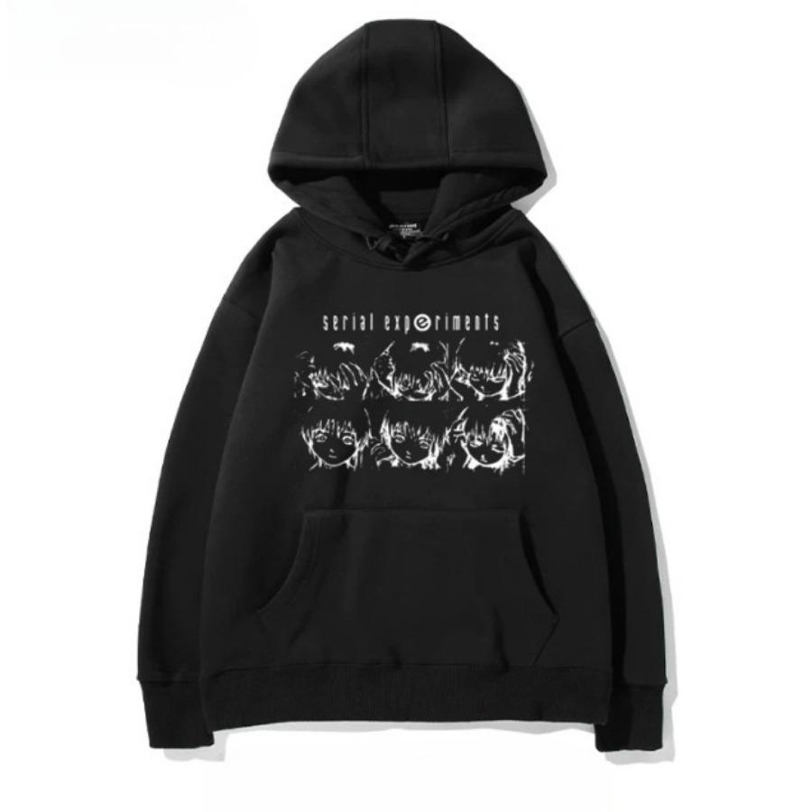 Serial Experiments Lain Funny Hoodie Hip Hop Graphic Sweatshirt Poleron Hombre Streetwear Harajuku Tracksuit Oversized Clothes