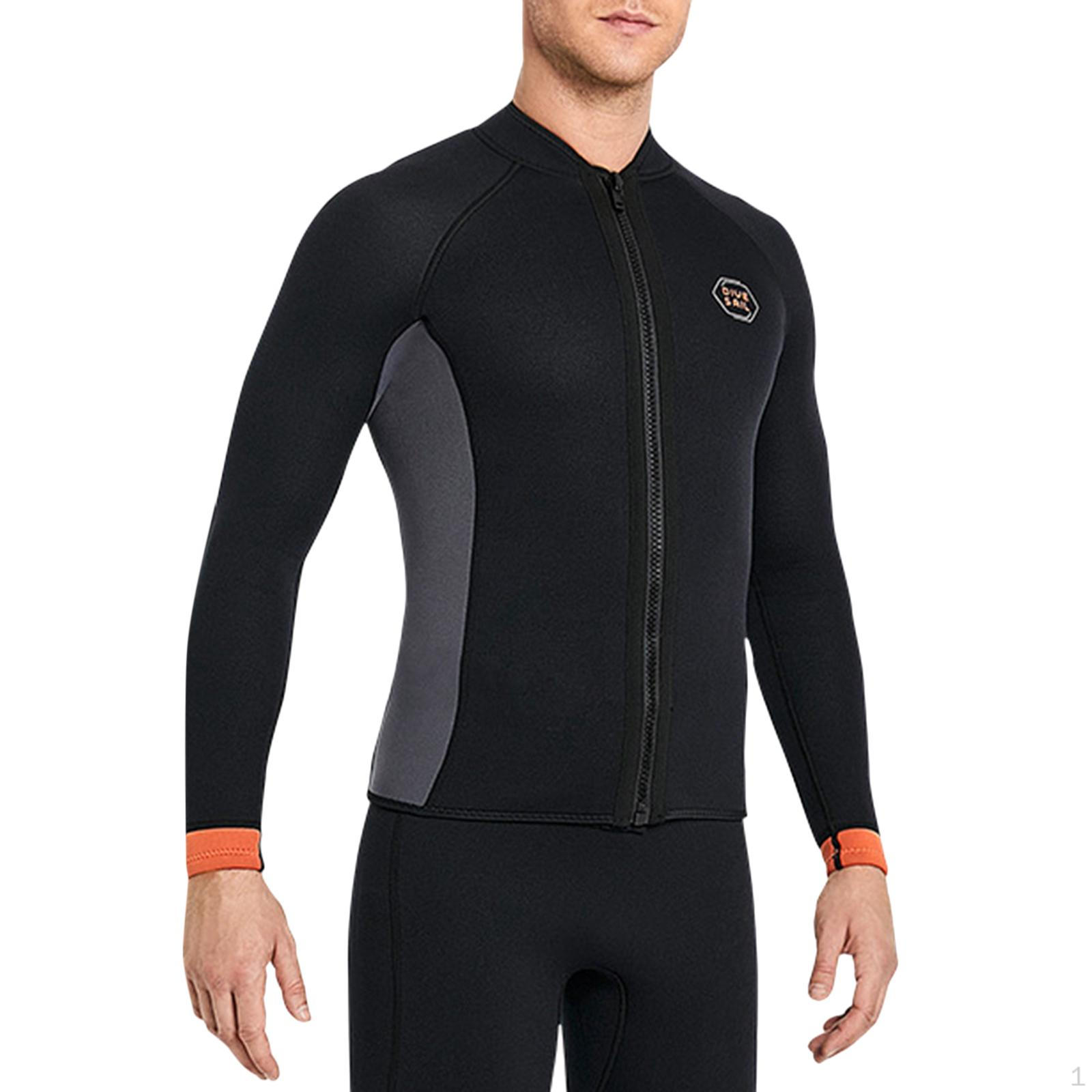 

Мягкие топы для гидрокостюма с передней молнией, для снорклинга, с длинным рукавом, унисекс, купальник для дайвинга, серфинга, плавания, 3 мм S Men