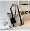 Casual Splicing Canvas Bag Women's 2025 New Large-capacity Fashion Commuter Bag Korean Version Popular Shoulder Bag