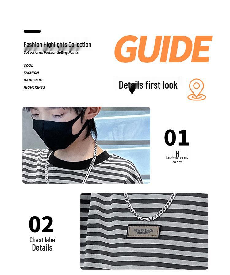 2025 Boys' Gradient Striped Short-Sleeve T-Shirt - Trendy Summer Top