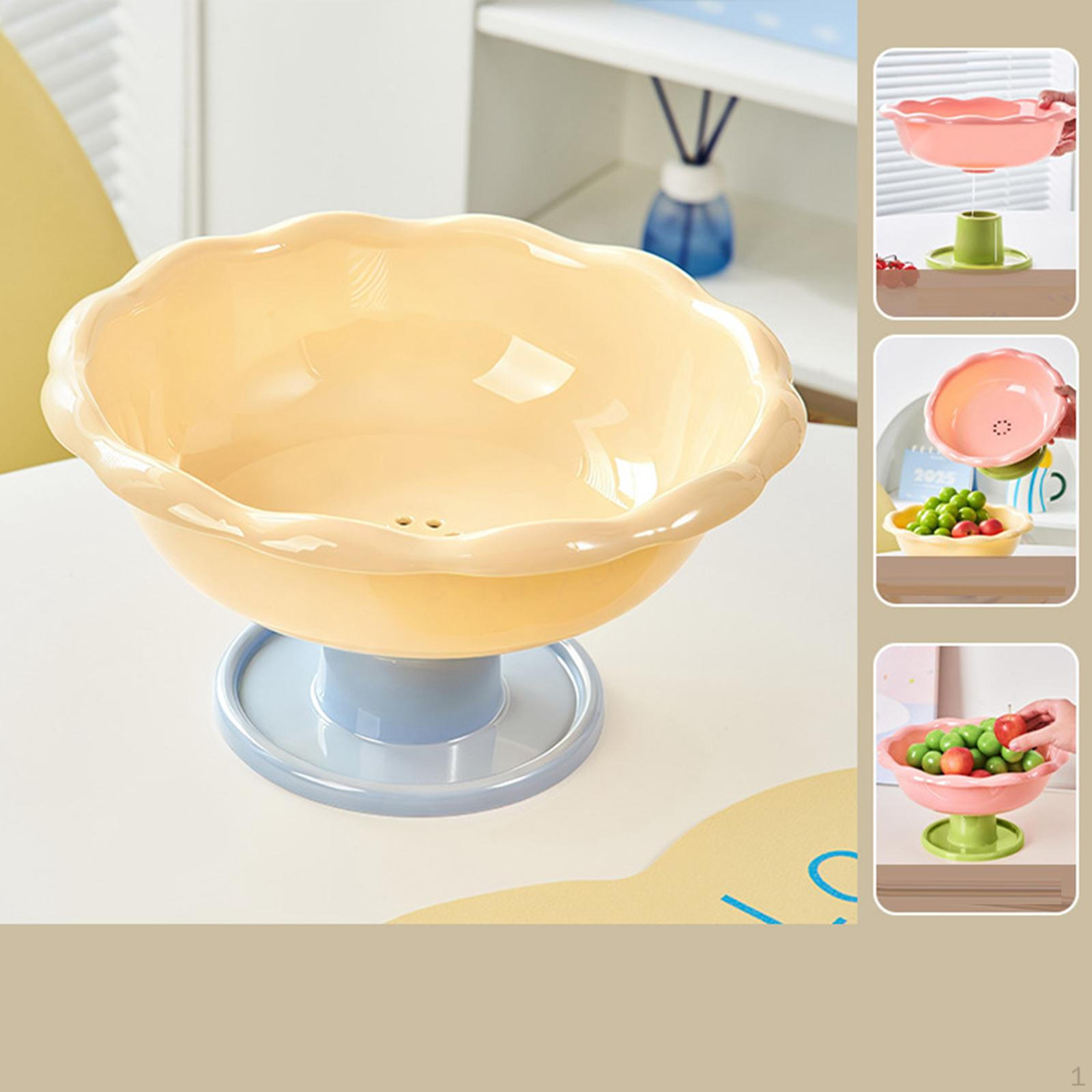 

Приподнятая фруктовая ваза с дренажными отверстиями 26x14см для настольного использования Прочный многофункциональный аксессуар жёлтый