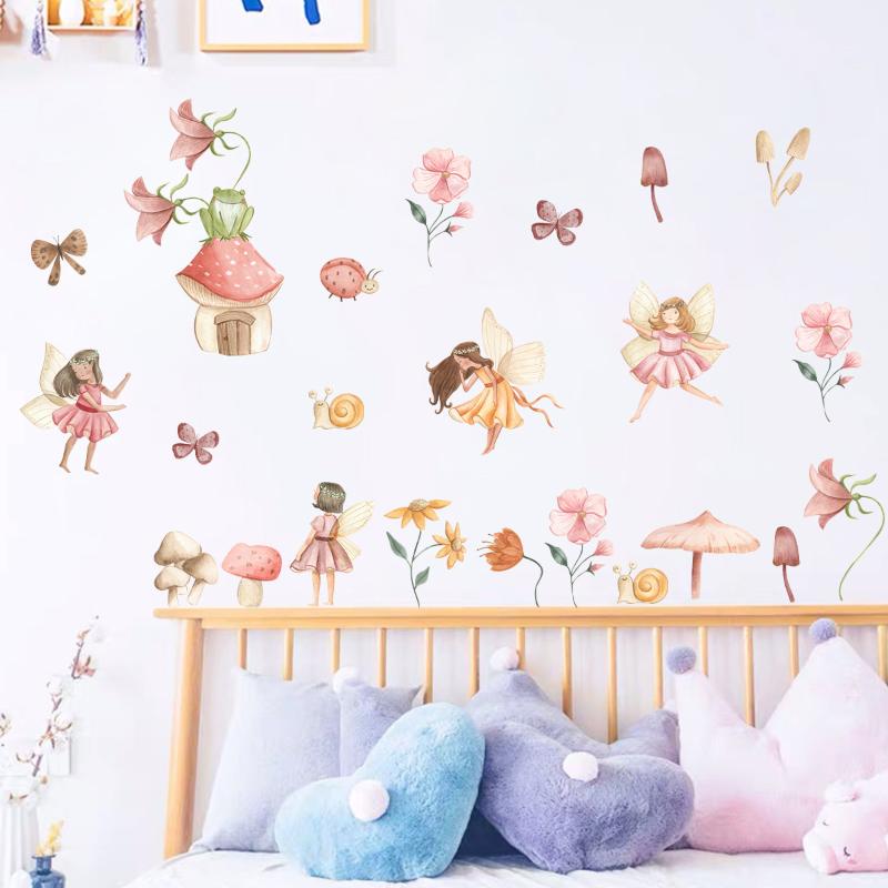 Colourful Fairy Wall Stickers Girl Room Playroom Beautiful Fairy Wall Decals Bedrom Home Decor