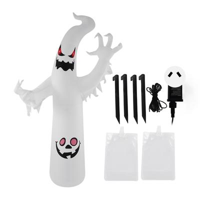 2.4m Halloween Inflatable White Ghost with Colorful Led Lights Blow Up Outdoor Lawn Yard Decoration