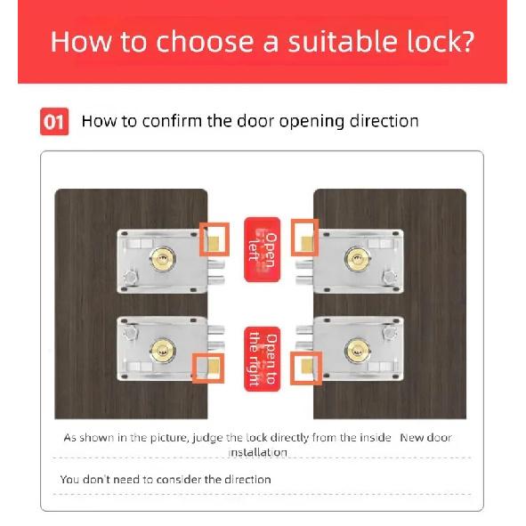 Smooth Lock Antique Household Front Door House Padlocks Locking Accessories Universal Heavy-Duty Gear With Key