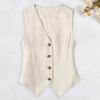 Yousheng Women Vest Single-breasted Solid Color Sleeveless V Neck Slim Fit Formal Business Style Cardigan Retro Office Wedding Banquet Waistcoat