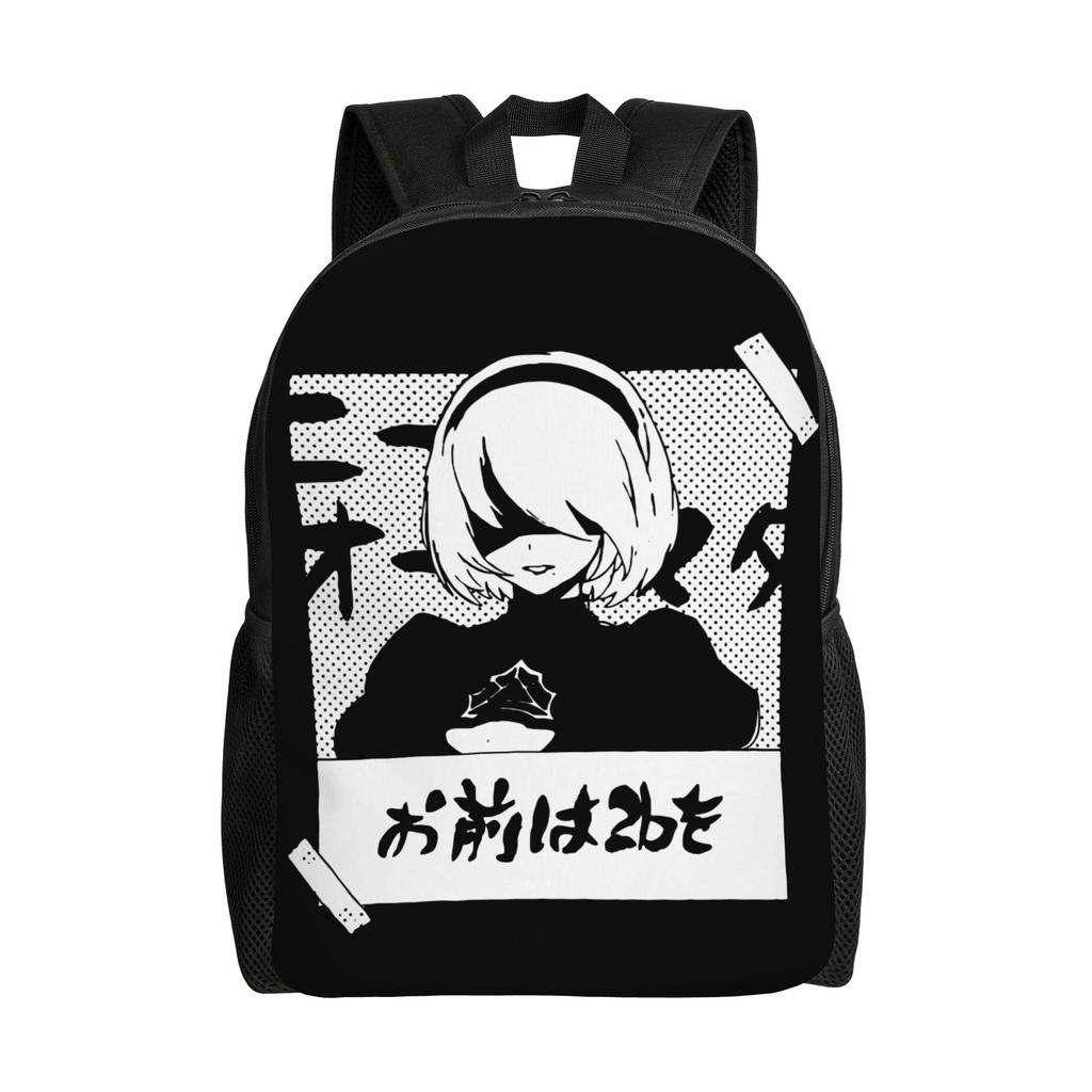 NieRs 2B Japan Ink AO DEN Backpack for Men Women Teenage High School Business Daypack Laptop Shoulder Bag with Pocket
