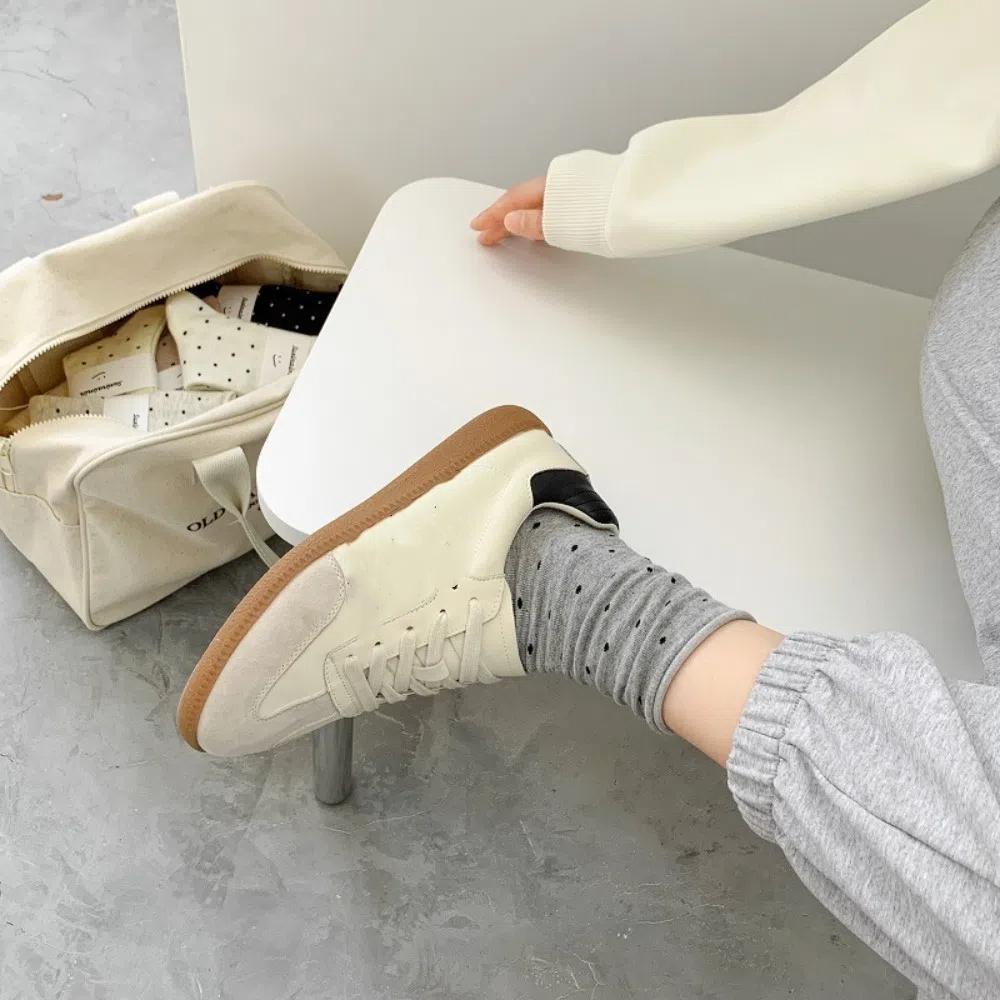 Sweat Absorbent Mid-Tube Socks Curled-edge Women's Socks Comfortable Polka Dot Socks  Summer