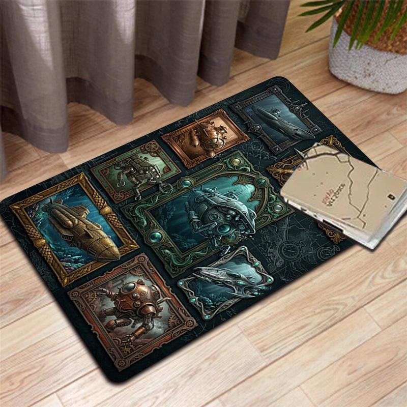 Steampunk Submarine Adventure Rug Pattern Rug Floor Mat for Living Room or Bedroom Soft and Comfortable Carpet a Gift for Birthday and Holiday.