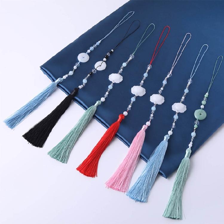 Chinesischer Hanfu Anhänger Retro Quasten Taillenanhänger Imitation Jade Kleidungsschmuck