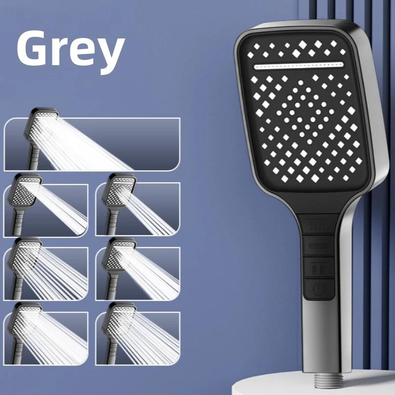 

7 режимов, большая насадка для душа, регулируемая одной кнопкой, водосберегающий смеситель для душа высокого давления, насадки для ванной комнаты, аксессуары для ванной комнаты серый