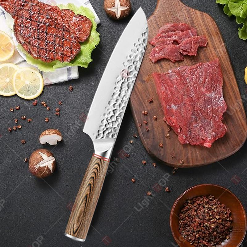 Kitchen Chef Knives Japanese Kitchen Knife Hand Forged Hammer Fruit Vegetable Knives Professional Boning Knife with Holder