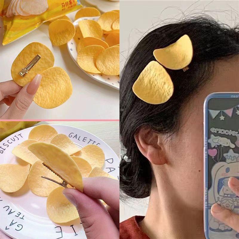 10Pc Simulation Potato Creative Hair Clip for Girls Funny Snack Duck Bill Clip Side Clip Hairpin Headwear Hair Accessories
