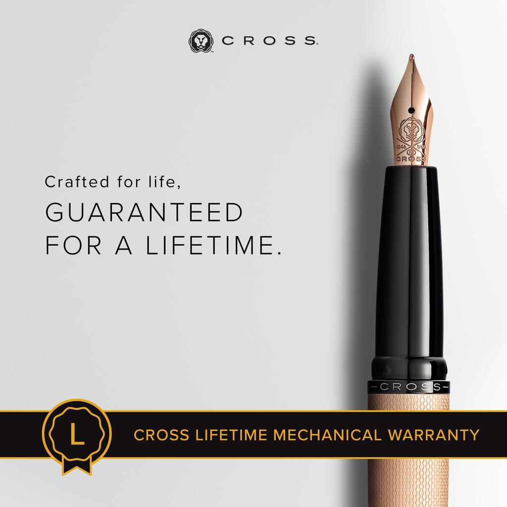 Cross ATX Brushed Metallic Refillable Fountain Pen Fine Nib with Premium Gift Box Brushed Rose Gold -