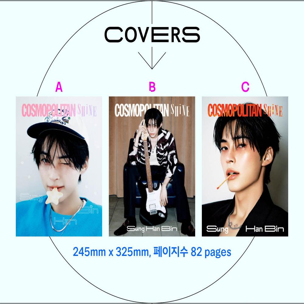 [Pre-Order] COSMOPOLITAN Korea SHINE Sung Hanbin Type A B C Photocard Bookmark Postcard Kpop Magazine Official Limited Collector New