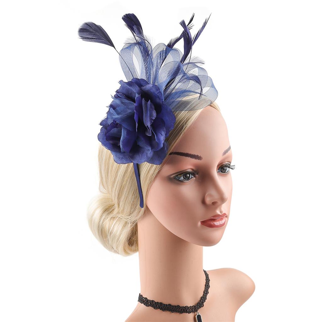 Elegant Feather Hair Accessory For Women Elastic Hairband With Adjustable Clip For Horse Races Parties Photography