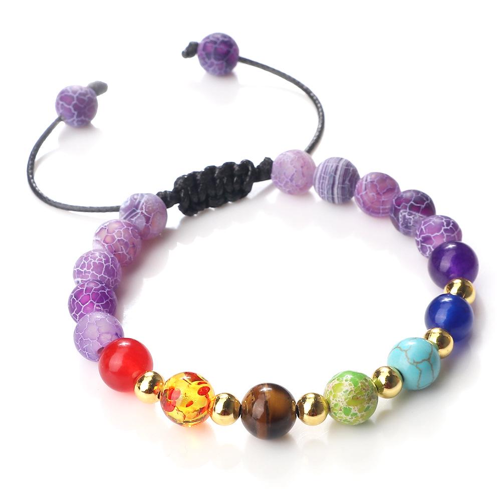 Adjustable Multicolor Beaded Bracelet with Volcanic Stone and Copper Alloy Beads