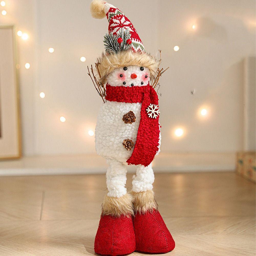 Cartoon Long Legs Snowman Ornaments Cute Plush Snowman Doll Toy Home Xmas Decoration