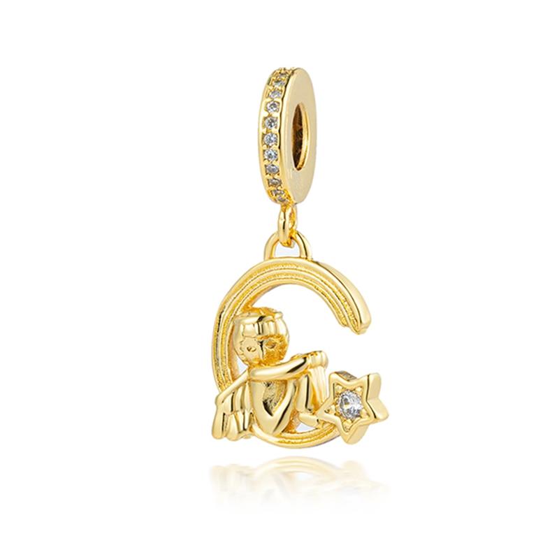 Perline Charm Oro Scintillante Pendenti Originali Europei Snake Fit Bracciale in Rame Collana Perline Per Gioielli Fai da Te Regalo Donna
