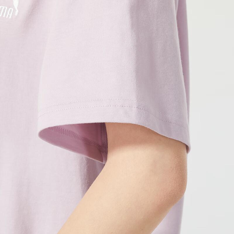 PUMA Floral Print Fitness Training Round Neck Short Sleeve T-Shirt Women Tops Purple 625811-60