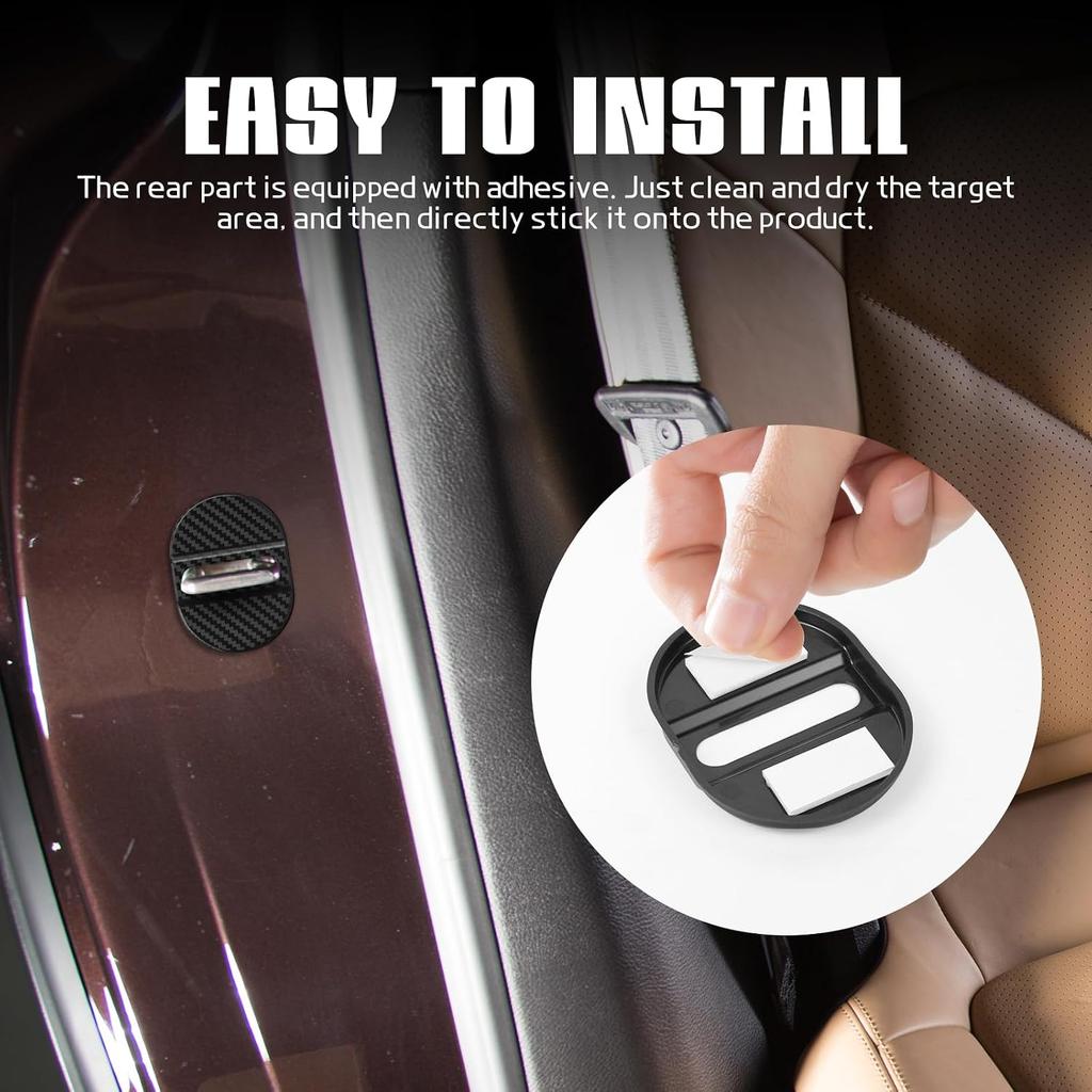 wuyaoyao 4PCS Car Door Latch Lock Cover, Carbon Fiber Car Door Lock Latches Cover, Automotive Door Latch Guard, Self-Adhesive Vehicle Door Latch