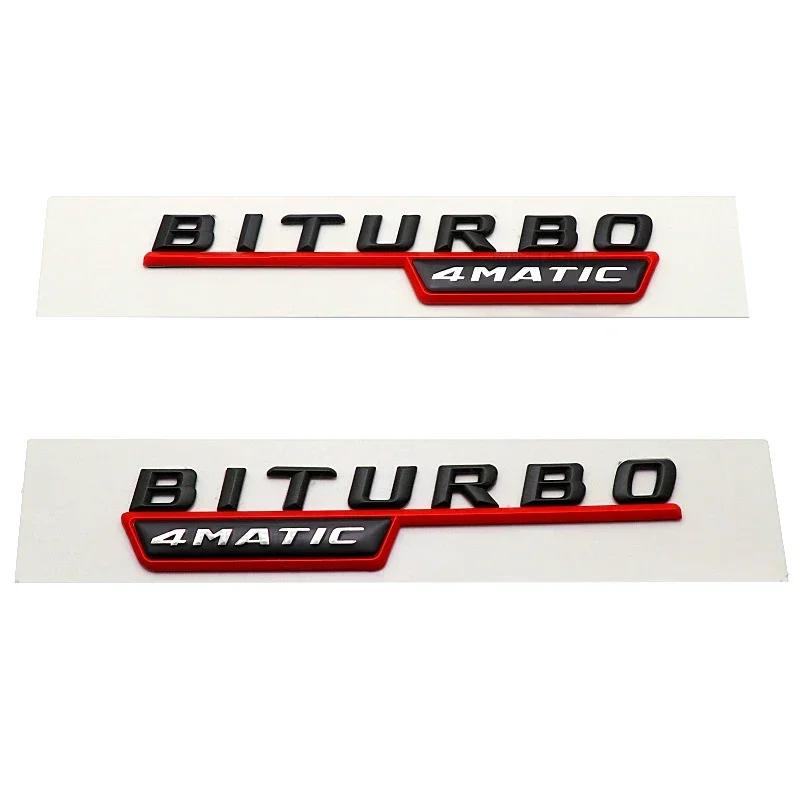1Pair Car Fender Side Sticker Rear Trunk Badge for Mercedes Benz BITURBO 4MATIC 2014-2016 W221 W212 W205 W211 C180 W210 GLC B200 AT1