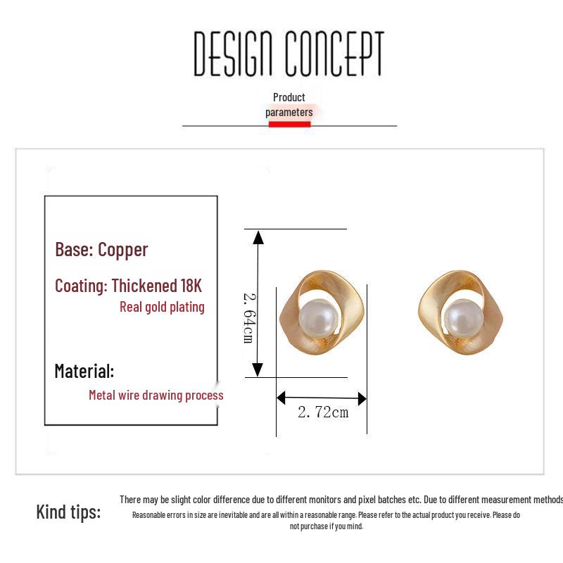 Cross-border Geometric Metal-Brushed Pearl Earrings - Simple Cold Style