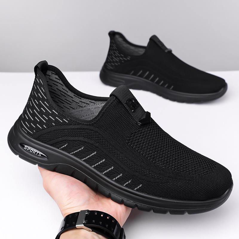 Mesh shoes men's flying woven sports and leisure shoes breathable non-slip one-pedal shoes