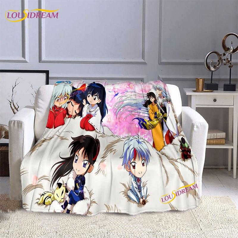 Anime flanelová deka InuYasha Print Deky Hanyou No Yashahime 3D Dětská Deka Dospělí Domácí Dekor Módní Party Deka Dárek