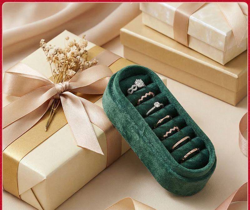 Velvet Jewelry Box Premium Suede Ring Storage Box Empty Box Earrings Ring High-end Light Luxury Design
