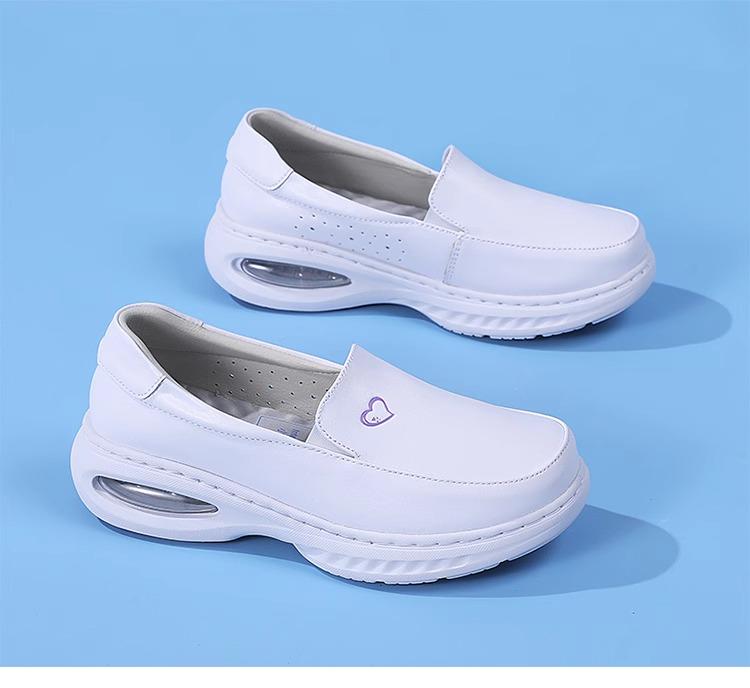 Women's Genuine Leather Breathable Nurse Shoes with Soft Air Cushion Sole