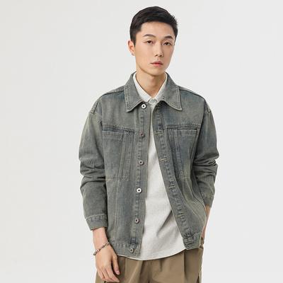 Spring American Retro Casual Jacket Washed Classic Fashionable Plus Size Lapel Denim Top Jacket