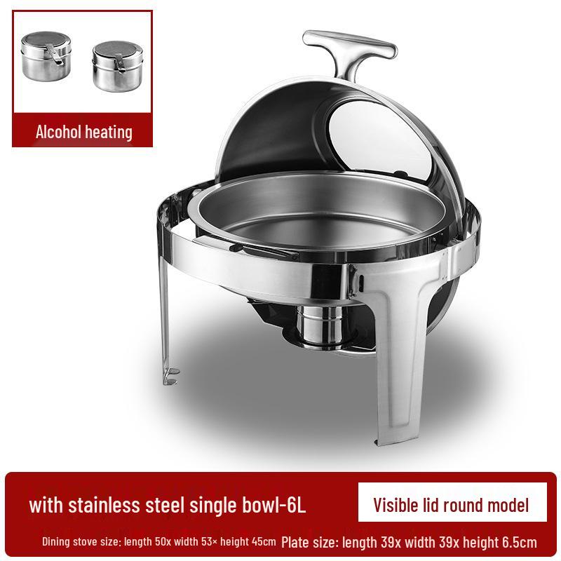 Gold-Plated Stainless Steel Buffet Warmer with Full Lid and Visible Insulation