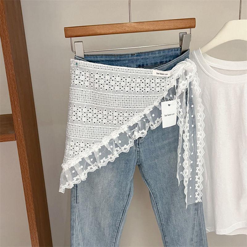 2025 French Lace Layering Scarf | White Waist Chain | Premium Denim Styling