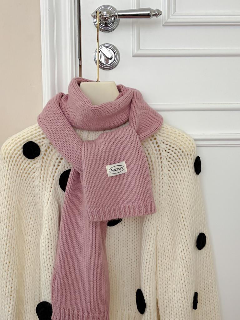 Solid color dopamine homemade scarf women's autumn and winter fashion versatile warm knitted scarf