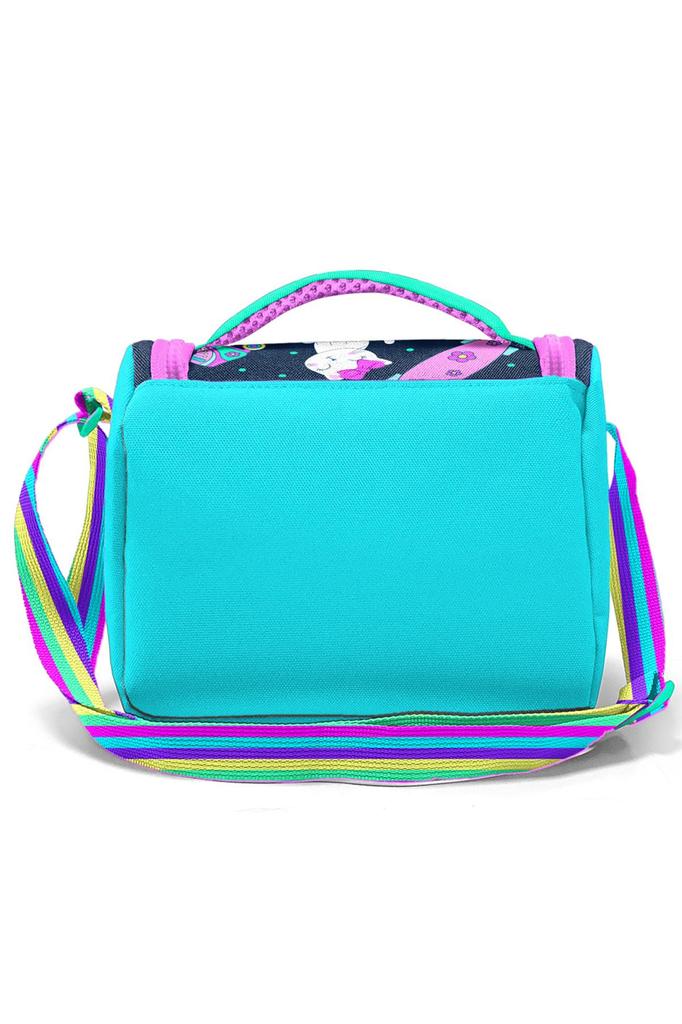 coral high Kids Navy Blue Pink Cat Skate Pattern 3-Piece School Bag Set SET0123658