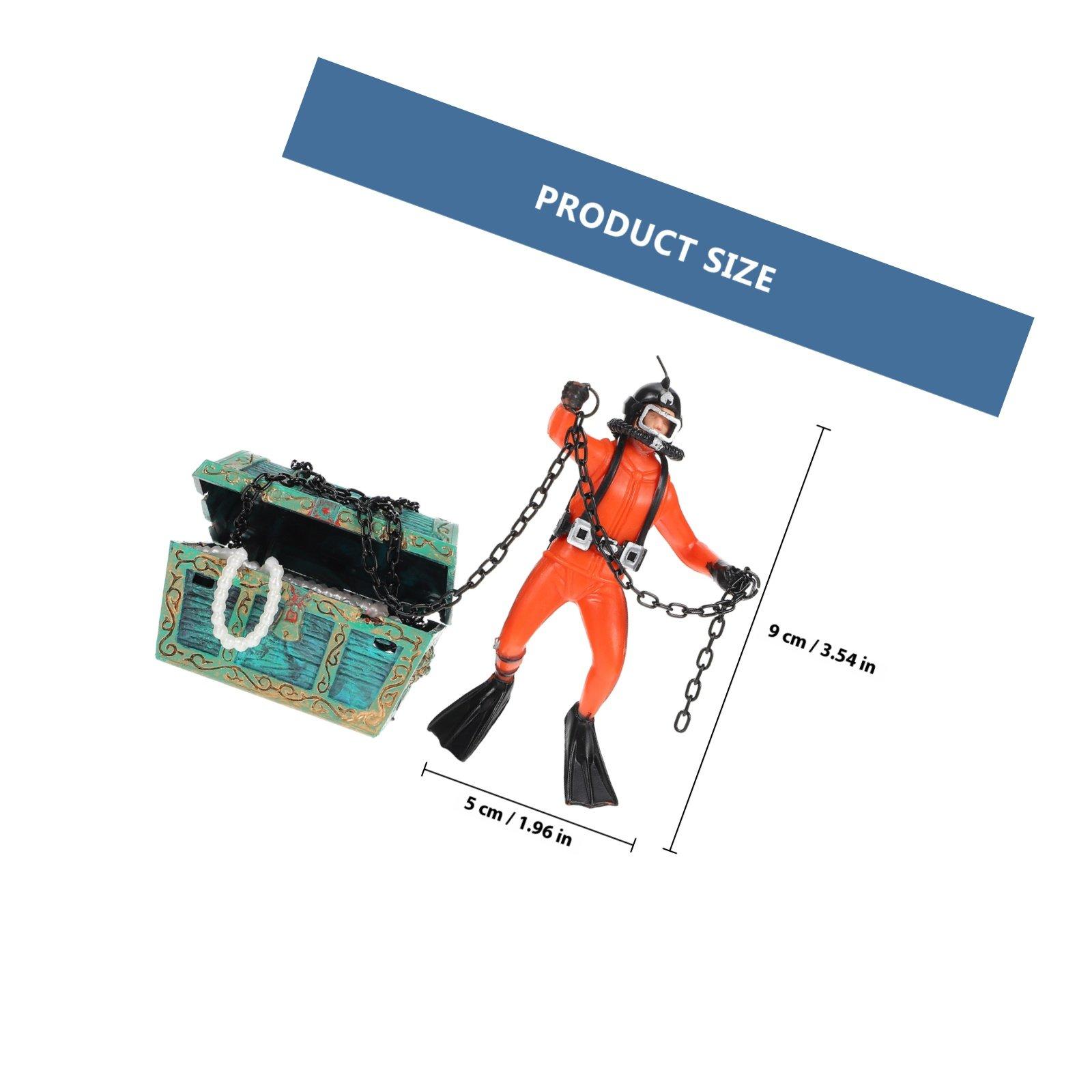 Аквариумный плавающий дайвер Декор сундук с сокровищами Реалистичный Легкий Стабильный Плавающий элемент для аквариума Подводный дайвер Сокровище оранжевый