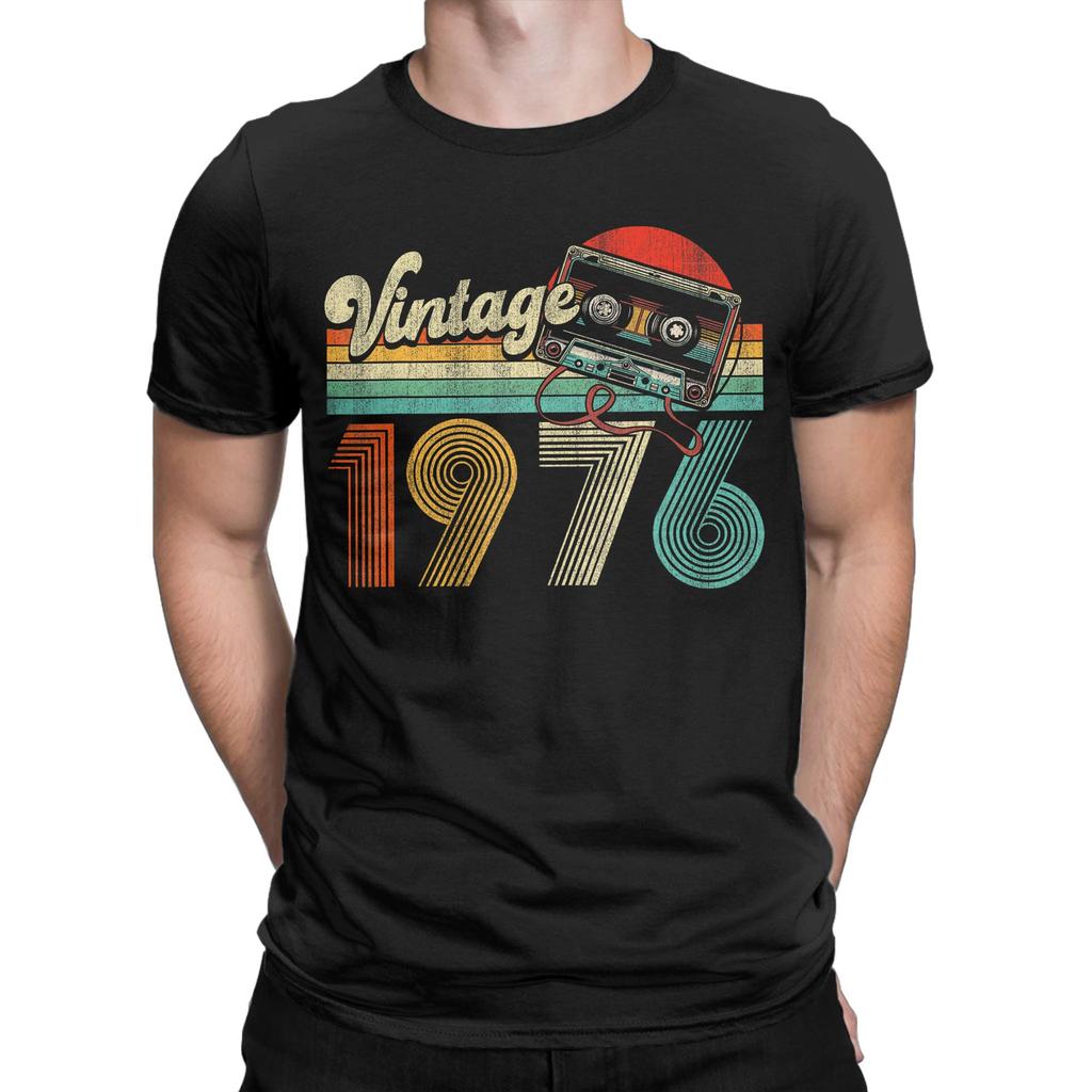 Unisex Unisexs Vintage 1976 50 Year Old Music T Shirt 50th Birthday 100 Cotton Clothing Funny Short Sleeve Tee Shirt TShirt