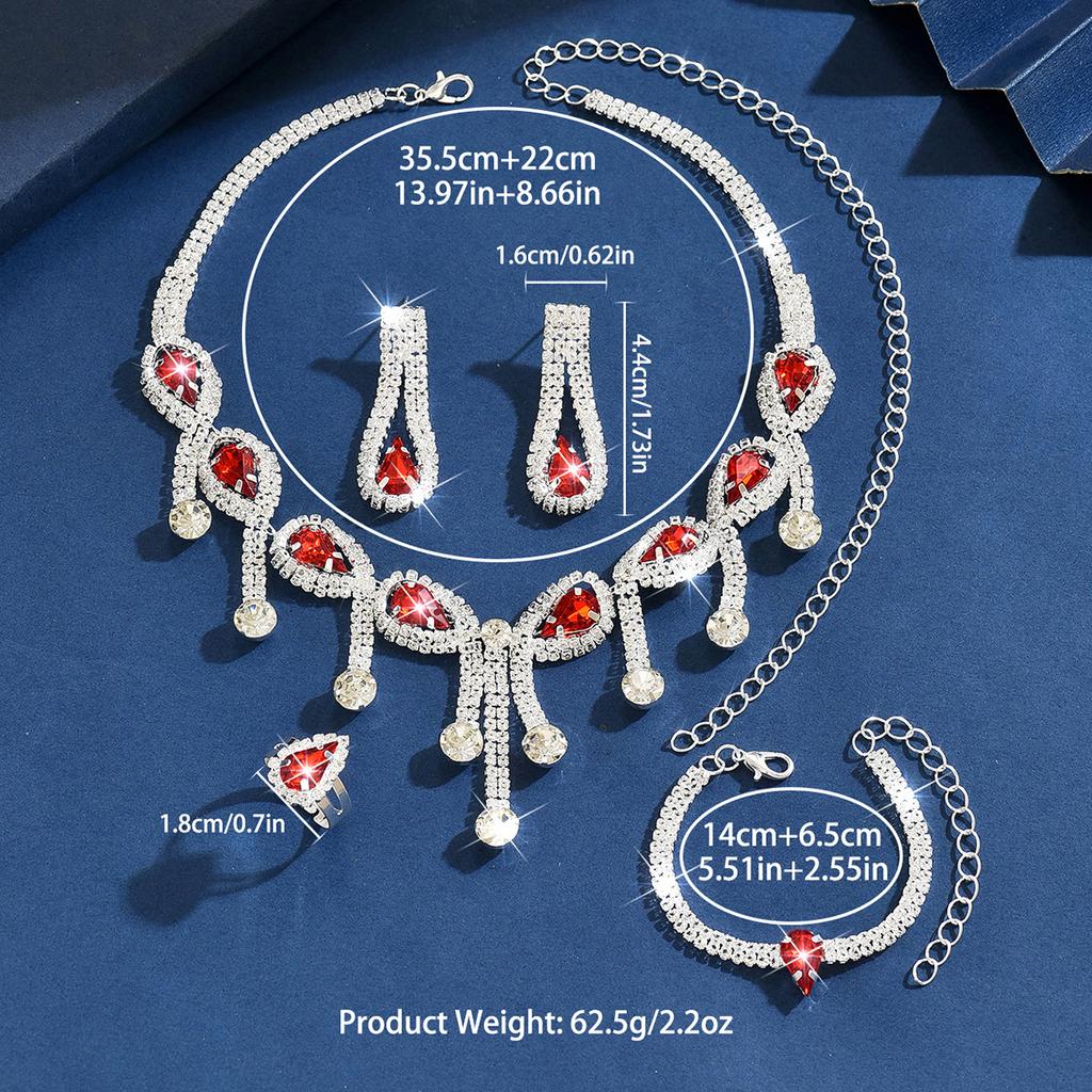 Design feels retro, exaggerated, atmospheric, chic, necklace, earring, ring, bracelet set, paired with wedding dress