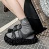 Hole Embroidered Socks Style Street Trend Fashion Hole Socks Beggar Socks Pure Cotton Medium Tube Socks