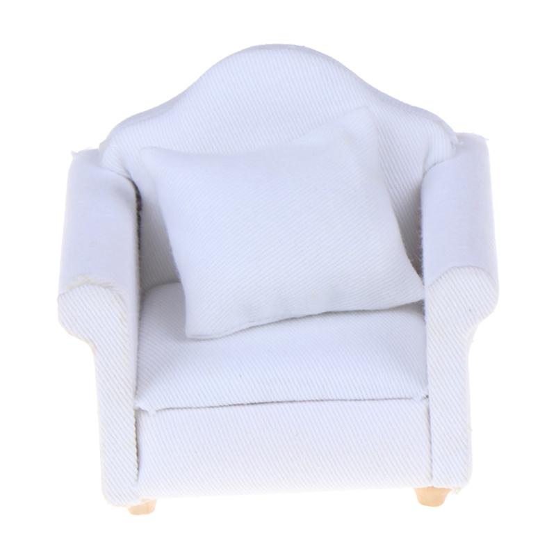 1/12 Dollhouse Miniature White Sofa With Back Cushion Doll House Accessories