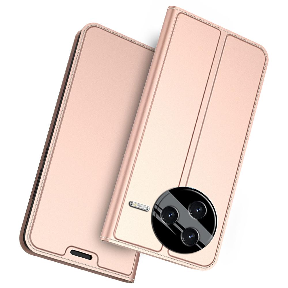 

Для Xiaomi Poco F7 Pro 5G/Redmi K80 5G Чехол из ПУ кожи Чехол для телефона с держателем для карт Подставка Магнитная застежка Rose Gold