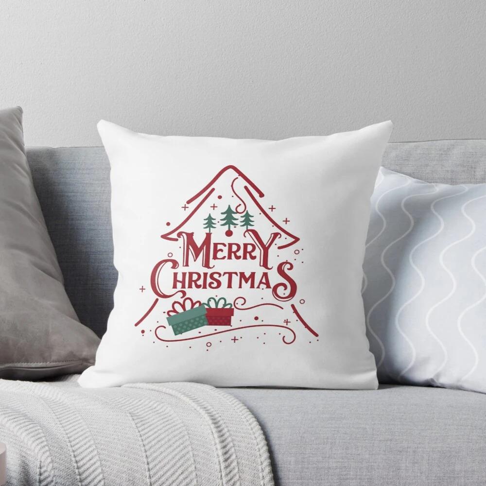 Merry Christmas Decoration Home Pillowcase Cushion Cover Autumn 45X45Cm Red Living Room Sofa Bed Pillowcase