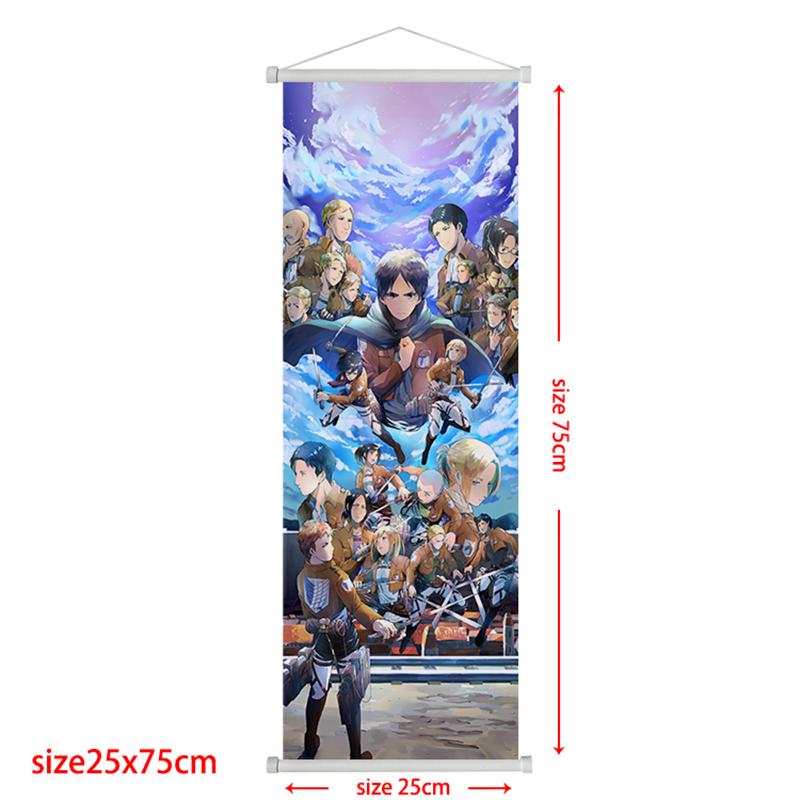 Anime Attack On Titan Levi Scroll Poster Eren Ackerman HD Art Sticky Wall Waterproof Home Living Room Bedroom Bar Aesthetic Decoration