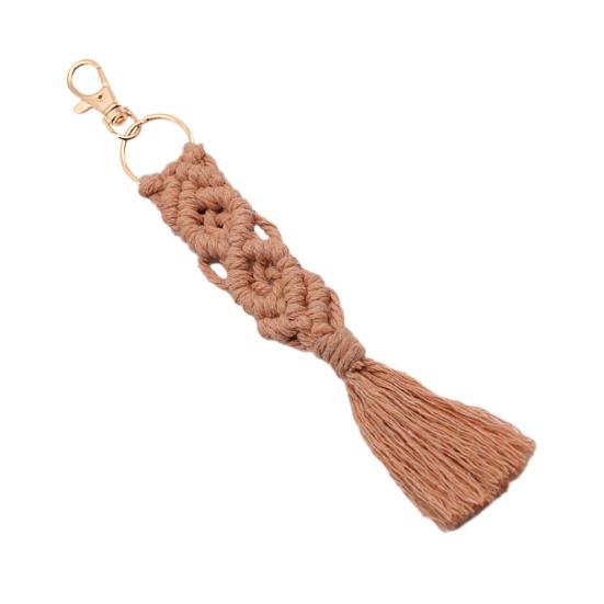 

Подвеска для ключей Плетеный брелок из хлопковой веревки Кисточка Шарм Держатель для ключей Подвеска кирпич красный