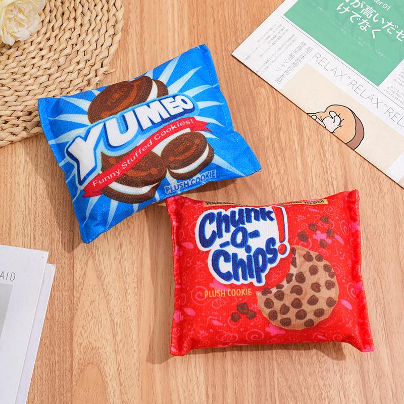 Dog Squeaky Plush Toy Realistic Chip Snack Bag Creative Chew Toy for Pet Interactive Play
