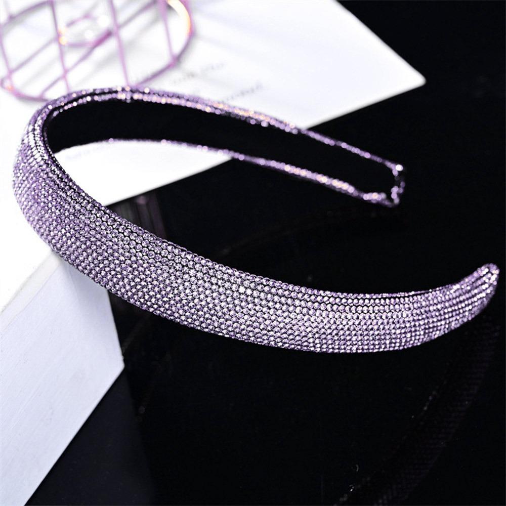 Fashion Sparkling Rhinestone Headband Cute Full Rhinestone Shiny Hair Hoop Sweet Style Velvet Headwear Wash Face
