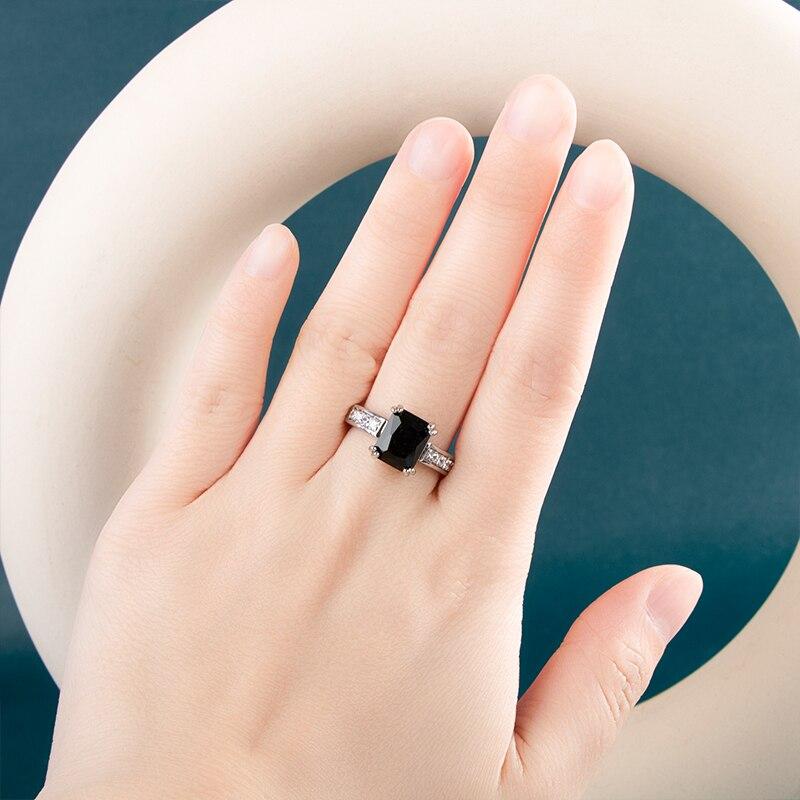 BELLA BOX Fashion Square Sapphire Ring For Women Simple Minimalist Pinky Accessories Ring Band Elegant Engagement Jewelry Rings