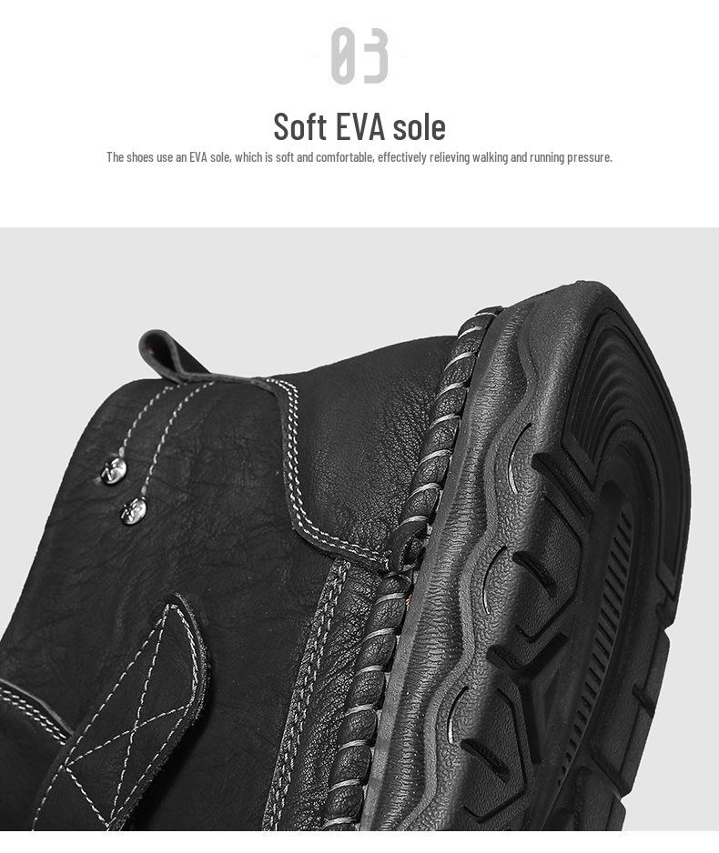 Men's Large Size Handmade Leather Martin Boots - Autumn Mid-top Outdoor Casual Shoes