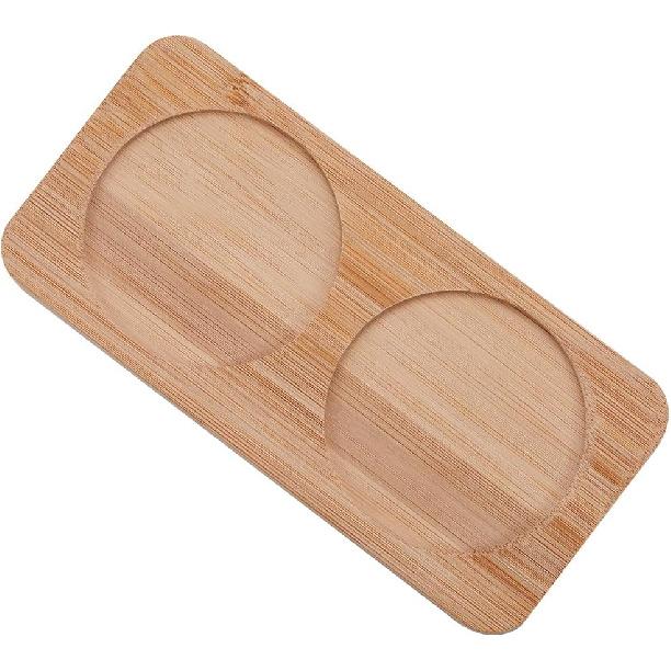 GORGECRAFT Bamboo Salt & Pepper Mill Tray Holder for 2 Mills, Kitchen Storage, Home Decor, Multi-functional, Easy To Maintain, Burlywood,